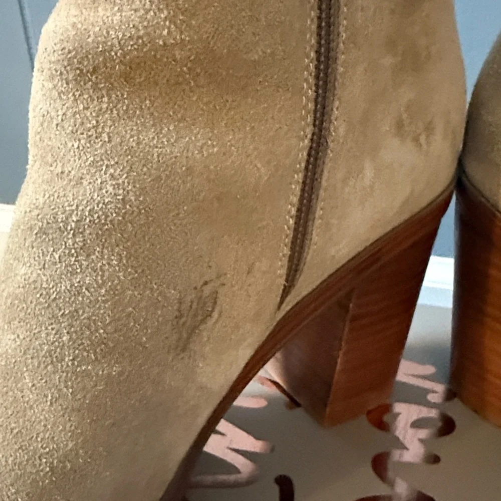 Crown Vintage Beige Suede Heeled Boots - Picture 3 of 6
